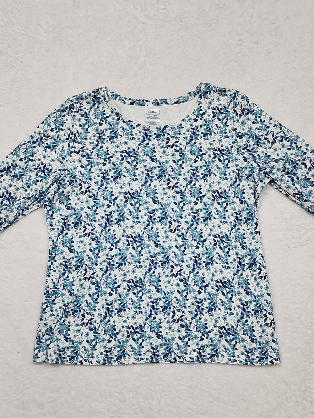 L.L. Bean 3/4 Sleeve Floral Scoopneck Top